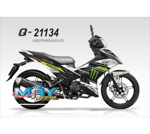 Q 21134 EX 150 trang den xanh kawa white black green monster logo soc yamaha
