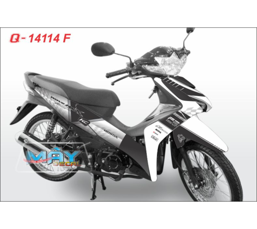 Q 14114 F - WAVE RSX trang den f2 racing team caro black white gray xam chu dua