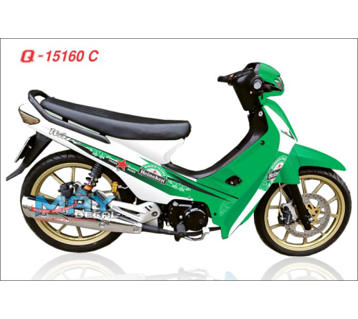 Q 15160 C WAVE DOI DAU  xanh la trang green white heineken bia beer logo
