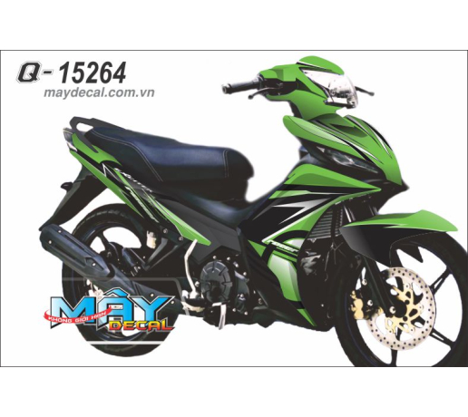 Q 15264 exciter xanh la kawa green black den duong net line phoi mau