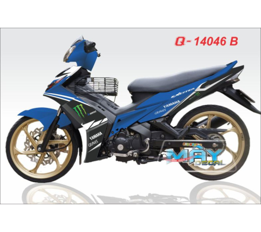 Q 14046 B exciter 2009 monster logo xanh gp den black trang white dau vet mong tay quy cao