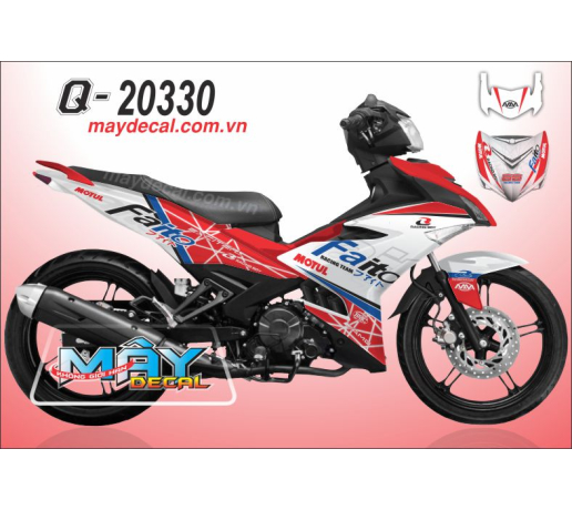 Q 20330 EX 150 trang do red white duong net line faito motul logo mm