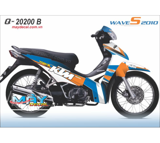 Q 20200 B  WAVE S 2010 ktm xanh gp trang cam orange blue white logo chu text