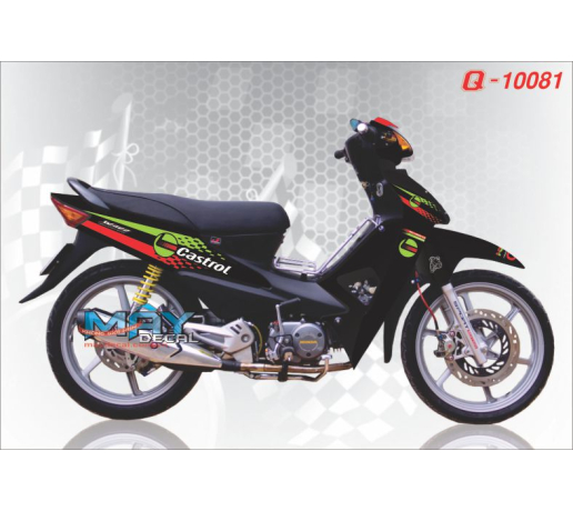 Q 10081 wave castrol den black xanh la green do red caro nhot logo
