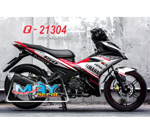 Q 21304 EX 150 ( DECAL 46 ) den black trang white do red  revs your heart kn wind  playboy gikers 