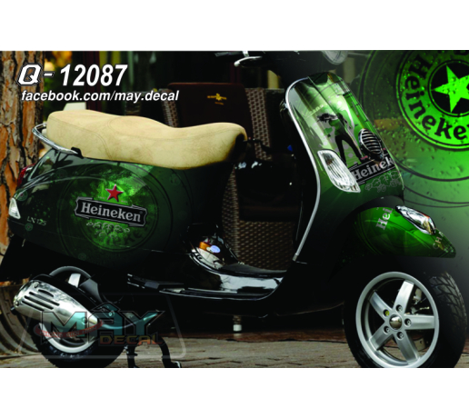 Q 12087 Vespa den black xanh la green heineken bia beer logo
