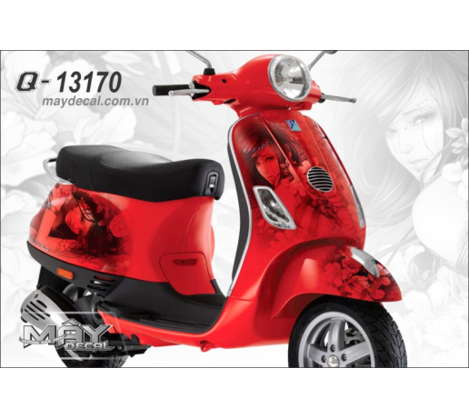 Q 13170 VESPA co gai girl do red rong dragon hinh xam tattoo