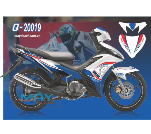 Q 20019 Exciter logo yamaha duong net line xanh trang do red blue white