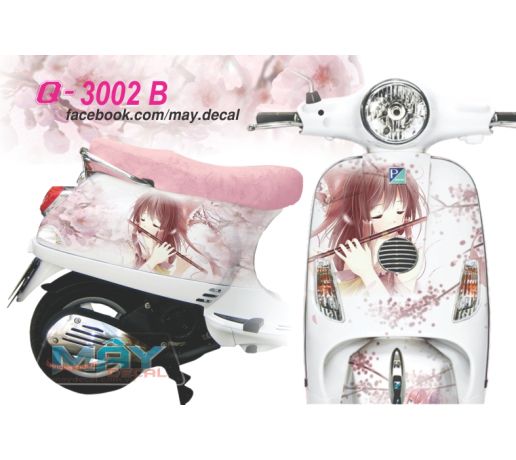 Q 3002 B VESPA LX elizabeth co gai thoi sao manga girl hoa dao flower hong trang white pink