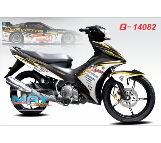 Q 14082 Exciter trang den corvette black white chu dua logo vang yellow