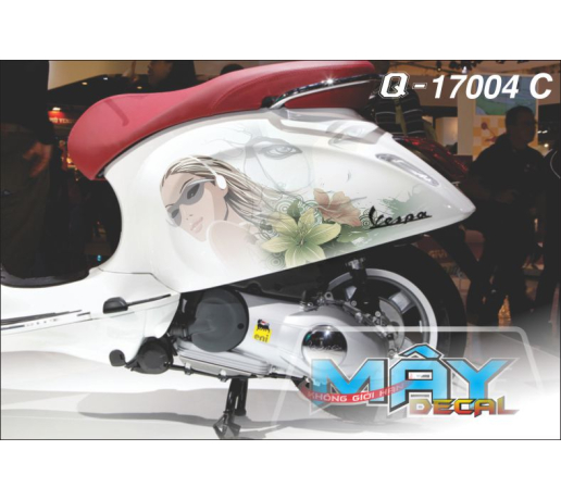 Q 17004 C VESPA trang white co gai hoa van girl flower