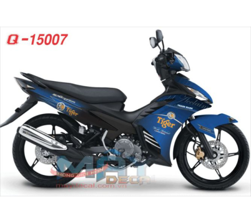 Q 15007  EX 2011, xanh GP den, bia tiger, beer, ho, blue black, xe dan tem trang tri decal