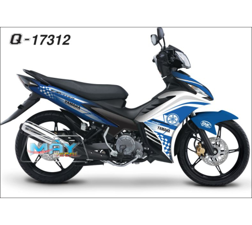 Q 17312 EXCITER trang xanh gp blue white caro soc duong net line logo yamaha