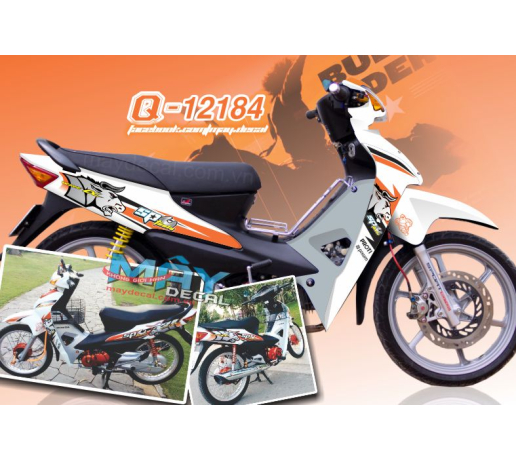 Q 12184 wave bull bo cow trang cam orange white sp logo proti