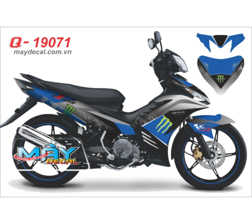 Q 19071 Ex 2011 xanh gp den blue black quy vet mong tay cao monster logo cham xam gray