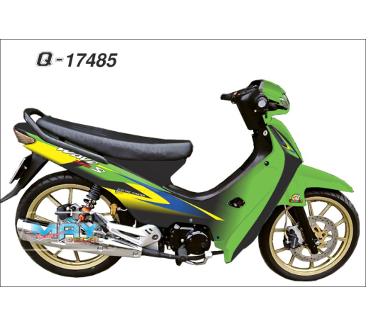 Q 17485 WAVE DOI DAU xanh kawa vang den xanh duong blue green yellow duong net line