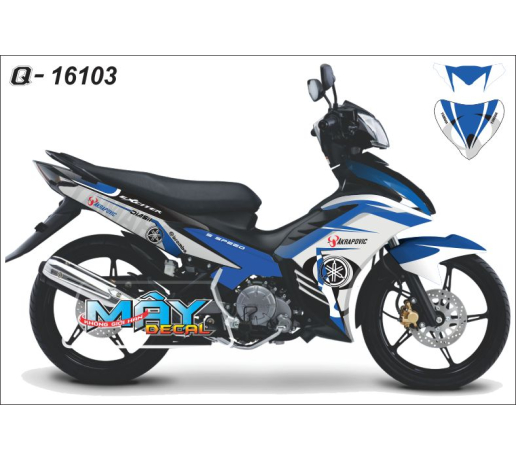 Q 16103 EXciter trang xanh gp bluw white akapovic logo yamaha