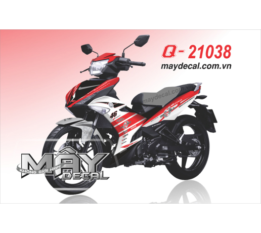 Q 21038 EX 150 duong net line trang den do red black white soc logo tem dau