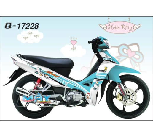 Q 17228 SIRIUS hello kitty meo cat xanh duong cyan blue white trang
