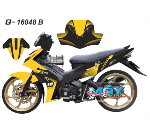 Q 16048 B EX 10, ecko, racing team, vang den, yellow black, xe dan decal trang tri