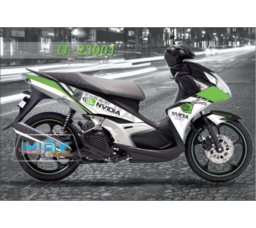 Q 23001 NOUVO 5 - NVIDIA trang xanh kawa green white lá con mat eye logo mono 