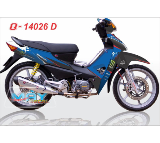 Q 14026 D - WAVE RS xanh gp den blue black monster quy caro dau cao