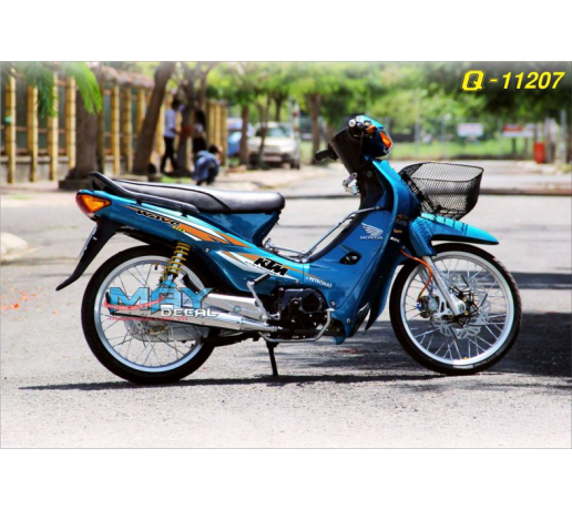 Q 11207 wave doi dau ktm logo tem dau duong net xanh duong ngoc cam orange