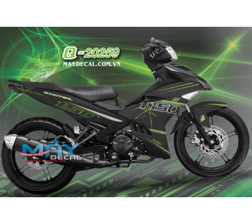 Q 20259 EX 150 ngoi sao duong net anh sang light line den black green xanh kawa
