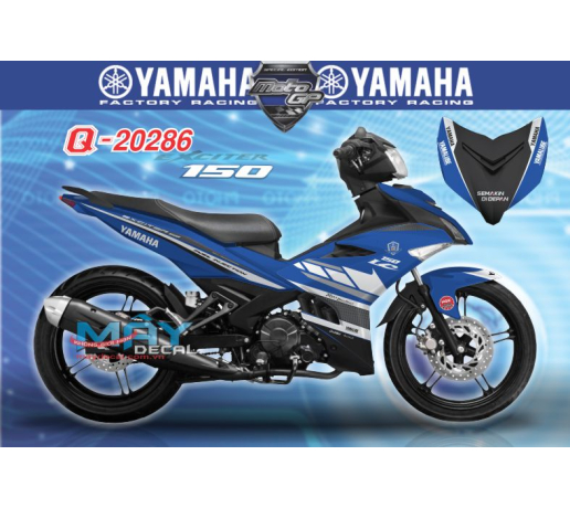 Q 20286 EX 150 xanh gp den black trang white lc tem roi semakin di depan long yamaha