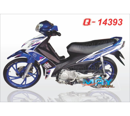 Q 14393 AXELO xanh gp trang blue white duong net line fiat logo tem dau