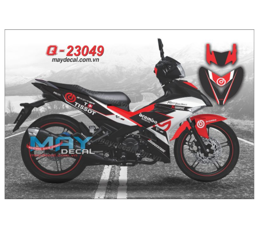 Q 23049 Ex 150 Brembo Tissot trang do red white logo den black dau cong chu thap