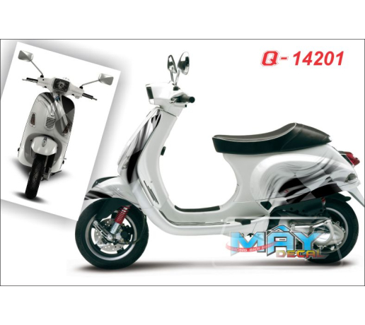 Q 14201 - VESPA S trang white black den duong net line