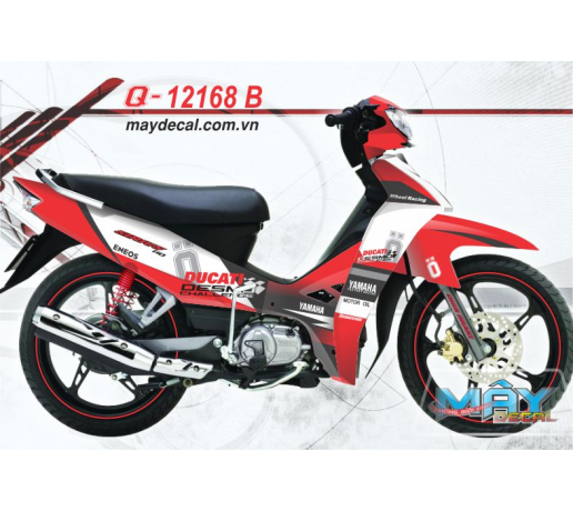 Q 12168 B SI OHLINE TRANG DO DUCATI OHLINS yamaha do trang white red logo nhu