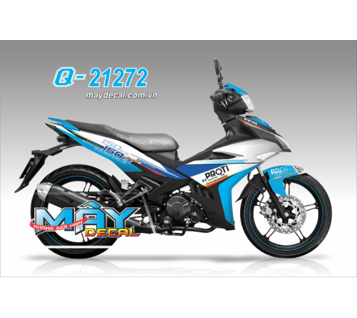 Q 21272 exciter 150 proti trang white xanh duong blue logo superbike