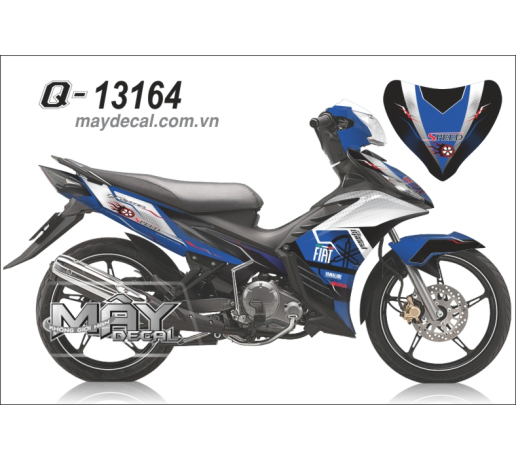 Q 13164 EXciter trang white xanh gp blue den black cham fiat speed logo banh xe lua yamaha