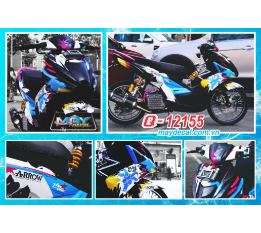 Q 12155 NO5 DE den xanh duong arrow  trang gp blue goat white black 