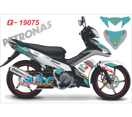 Q 19075 Exciter xanh ngoc petronas trang blue white tem dau chu dua logo duong net line
