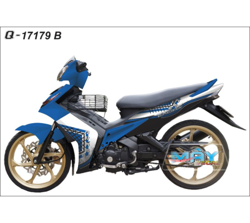 Q 17179 B EXCITER XANH TRANG GP caro cham duong net line trang xanh den gp blue white black