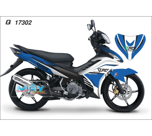Q 17302 EXCITER scot trang xanh gp blue white duong net line logo