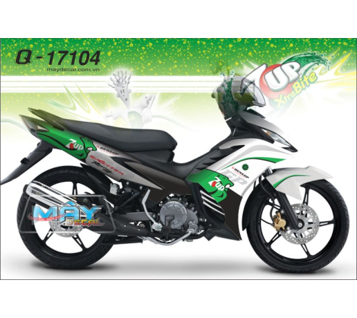 Q 17104 EX 2012, xanh la trang, 7up, racing, dan xe trang tri decal, green white