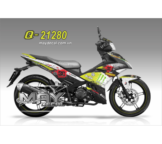 Q 21280 EX 150 monster block dg cham vet son muc logo showdown den black trang white vang chanh yell