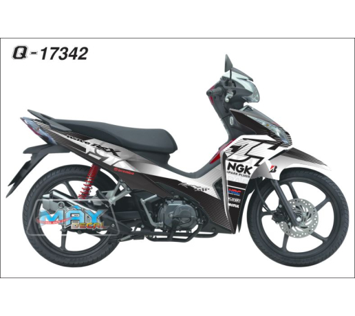 Q 17342 WAVE RSX LOGO SOC DUONG NET LINE ngk trang den black white