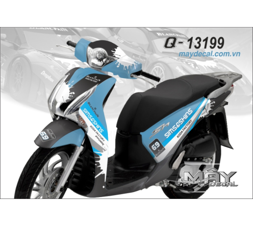 Q 13199 SH sims skin xanh duong blue trang white duong net line