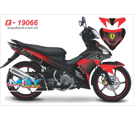 Q 19066 exciter cham ngua horse do den black red ferrari logo