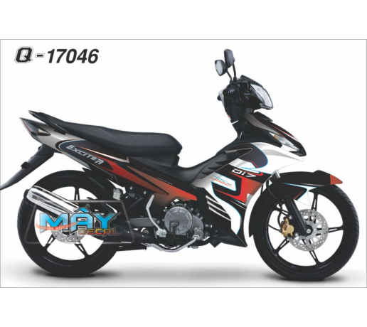 Q 17046 Exciter, trang do den, red white black, xe dan decal trang tri tem