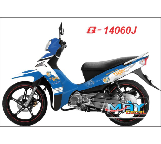 Q 14060 J SI FI xanh GP trang tiger bia beer white blue cop ho logo