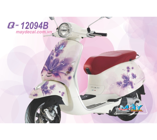 Q 12094 B Vespa hoa flower trang white tim puple