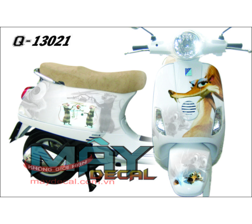 Q 13021 VESPA LX ICE AGE ki bang ha soc chuot trang white hoat hinh cartoon disney