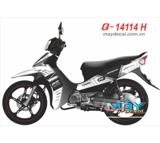 Q 14114H - SI FI trang den f2 racing team caro black white gray xam chu dua