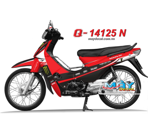 Q 14125 N - WAVE doi dau do trang den red white black monster quy 5speed dau cao